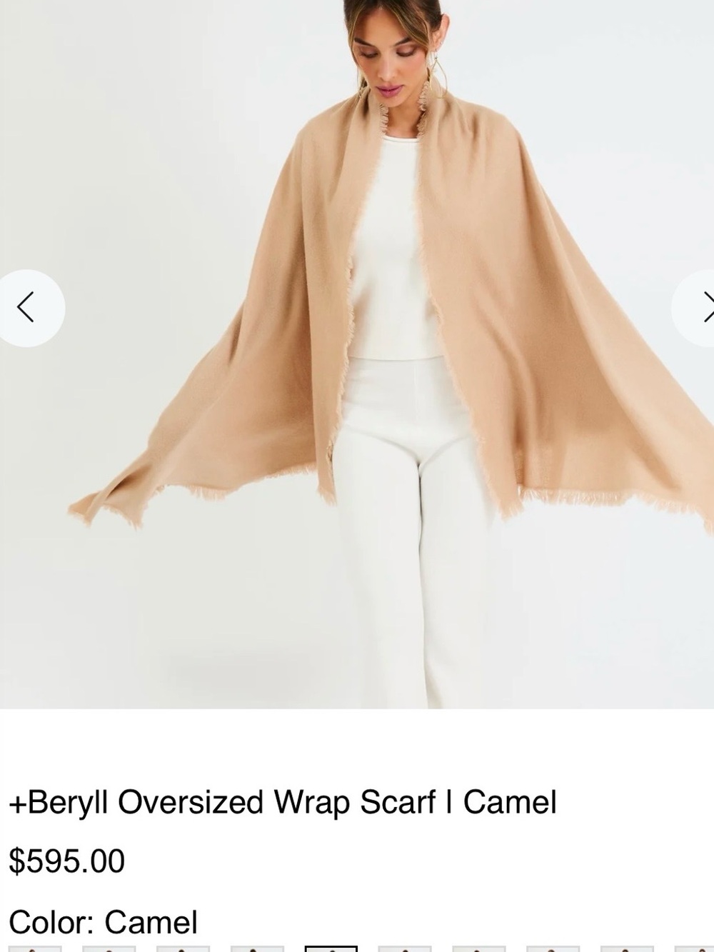 Beryll Camel Fringe Wrap Scarf - Women's Lightweight Shawl